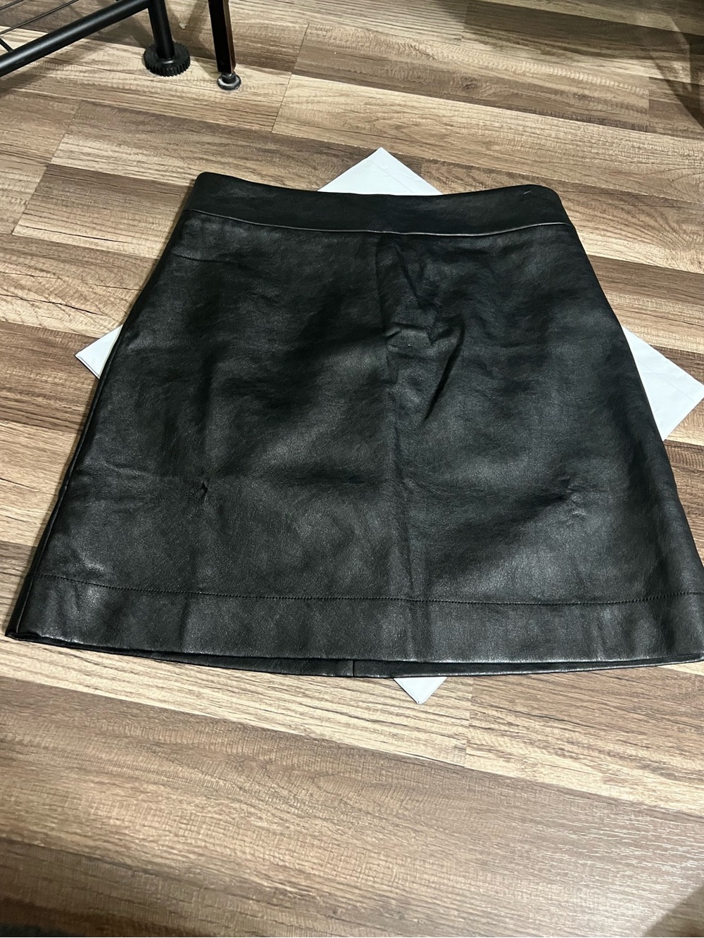 NWT J. Crew Black Faux Leather A-Line Mini Skirt